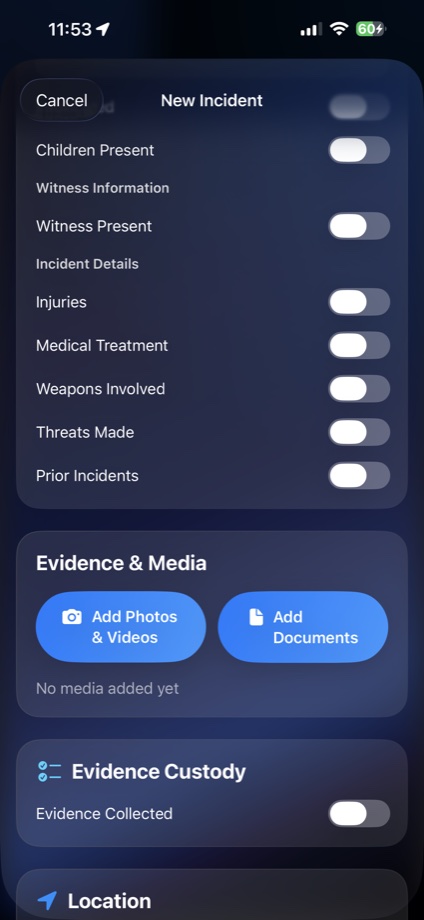 Incident evidence and media options