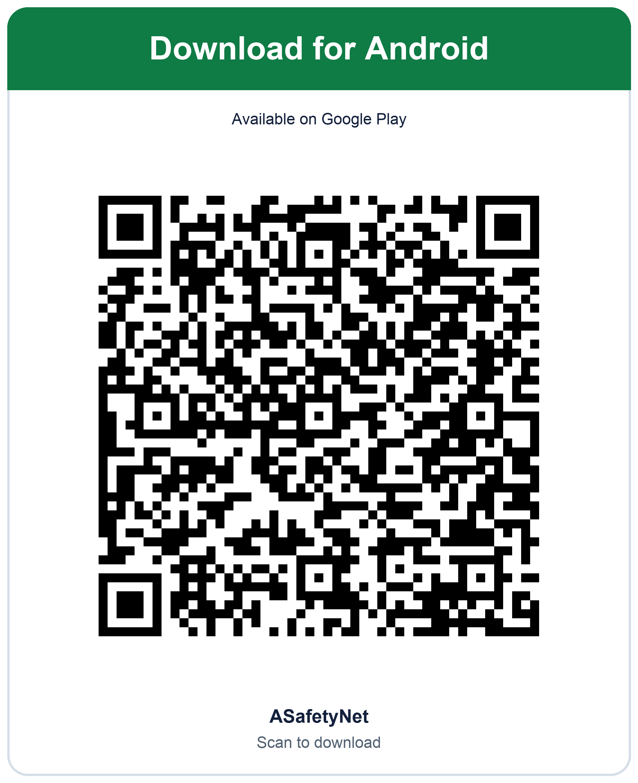 Scan to download ASafetyNet on Google Play